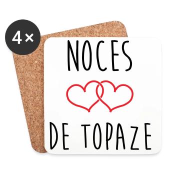 Noces de topaze 44 ans de mariage - Dessous de verre (lot de 4) - blanc - Devant