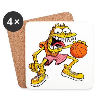 Basketball Monster Comic - Untersetzer (4er-Set) - Weiß - Vorne