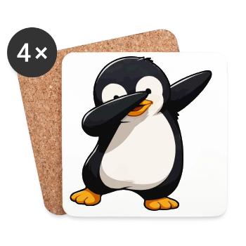 Dab Pinguin Comic - Untersetzer (4er-Set) - Weiß - Vorne
