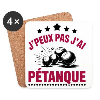 t shirt de pétanque j'peux pas j'ai petanque - Dessous de verre (lot de 4) - blanc - Devant