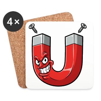 Angry Magnet Cartoon with Screws - Coasters (set of 4) - white - Front