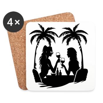 Filles Palmiers de Fête Femmes - Dessous de verre (lot de 4) - blanc - Devant