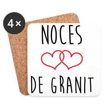 Cadeau Noces de Granit 90 Ans Mariage Amour Pur - Dessous de verre (lot de 4) - blanc - Devant