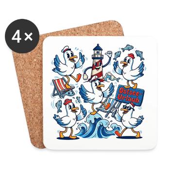 Phare de la Mouette de vacances en mer Baltique - Dessous de verre (lot de 4) - blanc - Devant