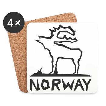 Moose Norway Scandinavia Illustration - Coasters (set of 4) - white - Front