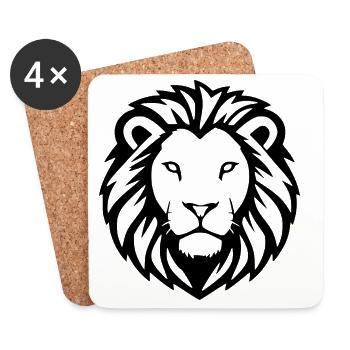 Lion Noir Lion Tête de Lion Cadeau Amoureux des Chats - Dessous de verre (lot de 4) - blanc - Devant