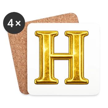 Monogramme en H d’or - Dessous de verre (lot de 4) - blanc - Devant