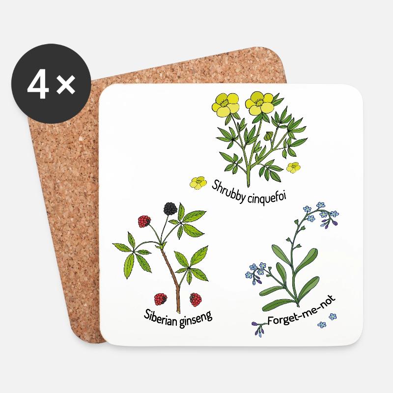 Naturkräuter - Untersetzer (4er-Set) - Weiß