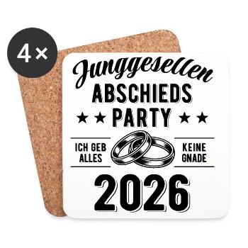 Enterrement de vie de garçon 2026 | Entrez votre nom - Dessous de verre (lot de 4) - blanc - Devant