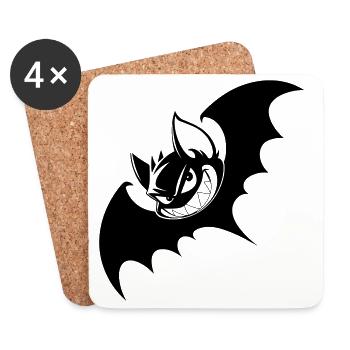 Grinsende Fledermaus – Evil Cartoon Bat - Untersetzer (4er-Set) - Weiß - Vorne