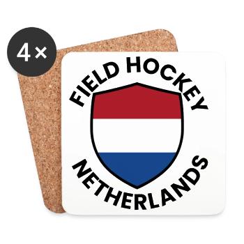 Bouclier néerlandais de hockey sur gazon - Dessous de verre (lot de 4) - blanc - Devant