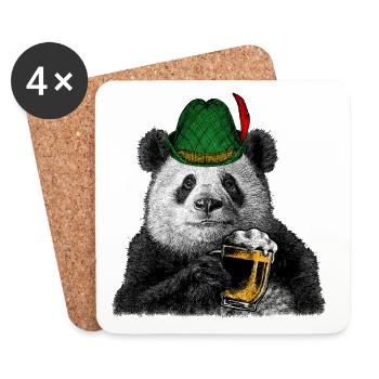 Bavarian Beer Fest Panda Bear Alpine Hat Graphic - Untersetzer (4er-Set) - Weiß - Vorne
