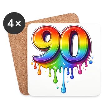 90 Rainbow Retro Number - Coasters (set of 4) - white - Front