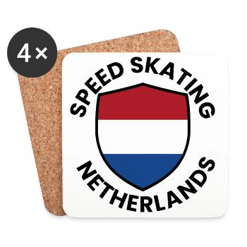Speed skate Netherlands Shield - Coasters (set of 4) - white - Front