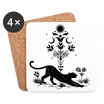 Cosmic Leopard Boho - Untersetzer (4er-Set) - Weiß - Vorne