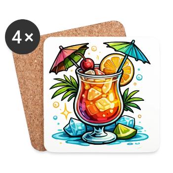 Tropical Cocktail Pop Art - Dessous de verre (lot de 4) - blanc - Devant