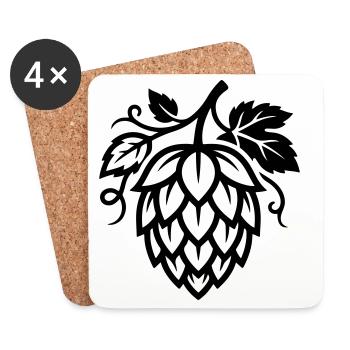 Hopfen Symbol Brauerei - Untersetzer (4er-Set) - Weiß - Vorne