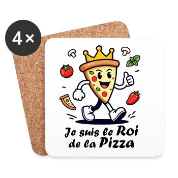 Je suis le roi de la pizza - Dessous de verre (lot de 4) - blanc - Devant