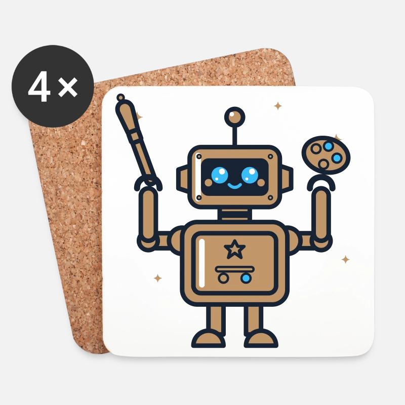 Cosmic Robot Artist Palette - Untersetzer (4er-Set) - Weiß