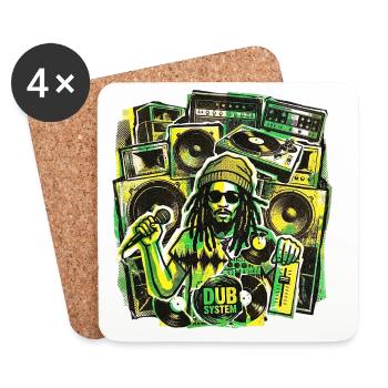 Dub Reggae Soundsystem - Untersetzer (4er-Set) - Weiß - Vorne