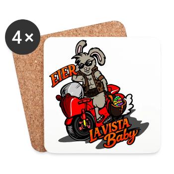 Eier Hasen Biker Motiv – Hasta La Vista Baby - Untersetzer (4er-Set) - Weiß - Vorne