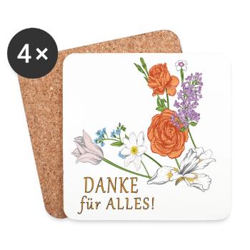 Blumenstrauß Danke - Untersetzer (4er-Set) - Weiß - Vorne