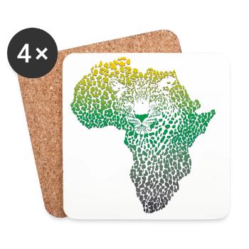 Africa-_continent_silhouette-_leopard_head_and_ - Untersetzer (4er-Set) - Weiß - Vorne