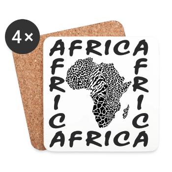 Africa _continent_silhouette _wild_animal_skin_ - Coasters (set of 4) - white - Front