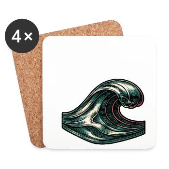 Japanese Retro Wave Ocean - Coasters (set of 4) - white - Front