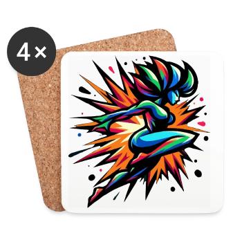 Sprinteur néon coloré - Dessous de verre (lot de 4) - blanc - Devant