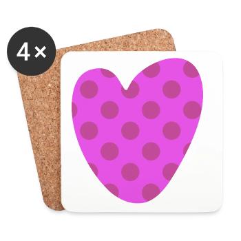 Motif Points de cœur Amour Amour Joie de vivre - Dessous de verre (lot de 4) - blanc - Devant