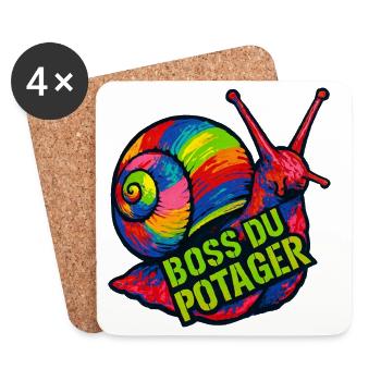 Maître du Potager : Escargot Coloré Psychédélique - Dessous de verre (lot de 4) - blanc - Devant