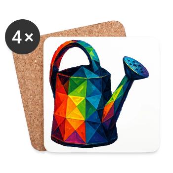 Low Poly Watering Can: Geometric Art for Garden - Coasters (set of 4) - white - Front