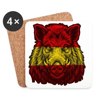 Wild Boar Spain Flag Spanish - Coasters (set of 4) - white - Front
