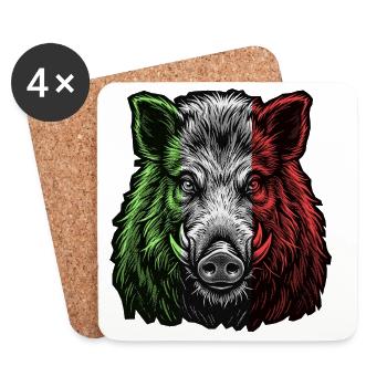 Wild Boar Italy Flag Italian - Coasters (set of 4) - white - Front