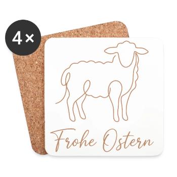 Frohe Ostern, Süßes Lämmchen Shirt, Socken, Mütze - Untersetzer (4er-Set) - Weiß - Vorne