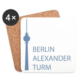 Lustiger Berlin Fernsehturm Parodie Minimal  - Untersetzer (4er-Set) - Weiß - Vorne
