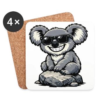 Cooler Koala auf Stein mit Sonnenbrille - Untersetzer (4er-Set) - Weiß - Vorne