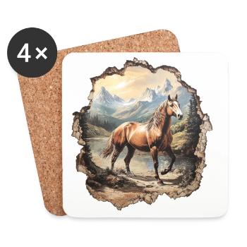 Pferd Berge - Untersetzer (4er-Set) - Weiß - Vorne