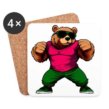 Bears Fitness - Dessous de verre (lot de 4) - blanc - Devant