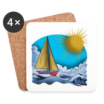 Planeurs au bord de la mer 2 - Dessous de verre (lot de 4) - blanc - Devant