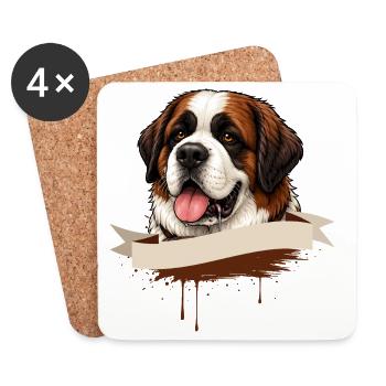 St. Bernard Shirt Dog Lover Gift - Coasters (set of 4) - white - Front