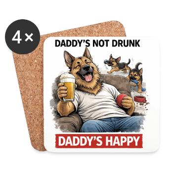 Daddy's Not Drunk, Daddy's Happy - Coasters (set of 4) - white - Front