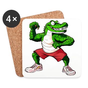 Fitness Crocodile - Dessous de verre (lot de 4) - blanc - Devant