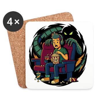 Horror Cinema Spectator Fear Scene - Coasters (set of 4) - white - Front