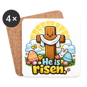 Il est la Croix de Kawaii ressuscitée - Dessous de verre (lot de 4) - blanc - Devant