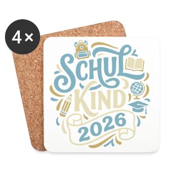 Schulkind 2026  - Untersetzer (4er-Set) - Weiß - Vorne