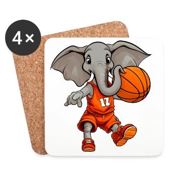 Basketball Elefanten - Untersetzer (4er-Set) - Weiß - Vorne