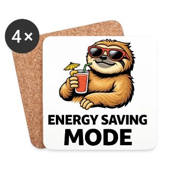 Energy Saving Mode Sloth Funny Quote - Coasters (set of 4) - white - Front