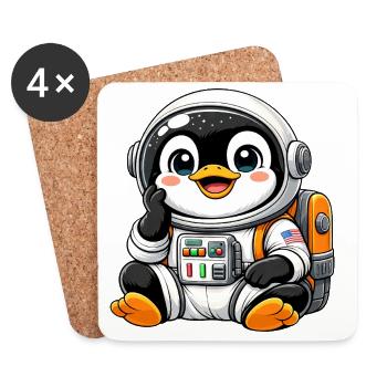 Süßer Pinguin Astronaut Weltraum Entdecker Cartoon - Untersetzer (4er-Set) - Weiß - Vorne